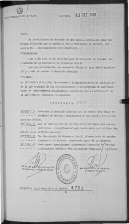 Ordenanza n° 04750 de 1980