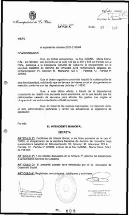 Decreto n° 108 de 2005, Alak, Julio Cesar