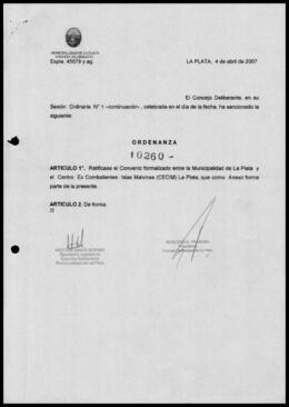Ordenanza n° 10260 de 2007