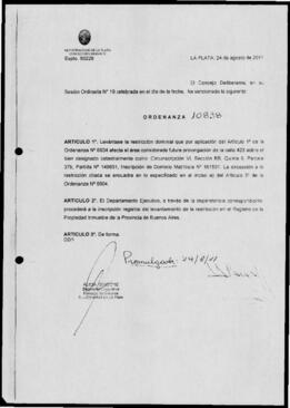 Ordenanza n° 10838 de 2011
