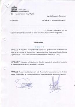 Ordenanza nº 11581 de 2017