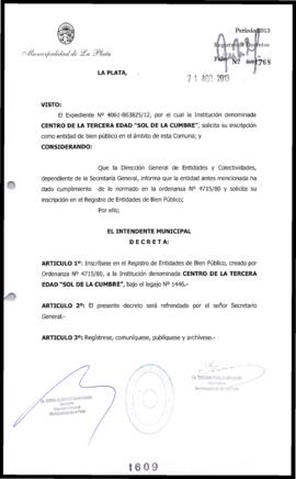 Decreto n° 1609 de 2013, Bruera, Oscar Pablo