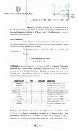 Decreto nº 1047 de 2023, GARRO, Julio cesar