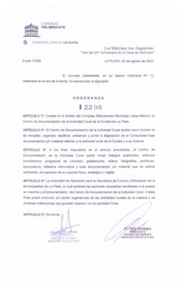 Ordenanza nº 12296 de 2022