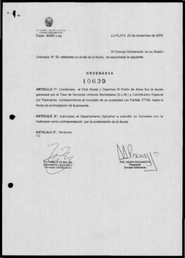 Ordenanza n° 10639 de 2009