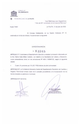 Ordenanza nº 12265 de 2022