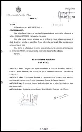 Decreto n° 1593 de 2013, Bruera, Oscar Pablo