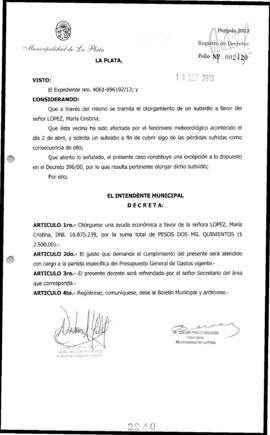 Decreto n° 2240 de 2013, Bruera, Oscar Pablo