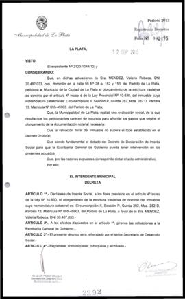 Decreto n° 2292 de 2013, Bruera, Oscar Pablo