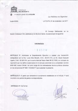 Ordenanza nº 11579 de 2017