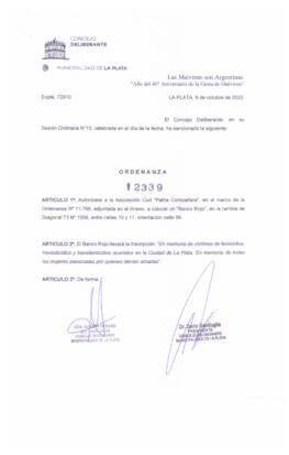 Ordenanza nº 12339 de 2022