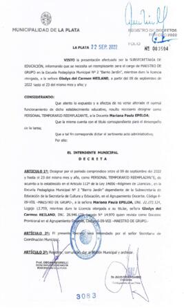 Decreto nº 3083 de 2022, GARRO, Julio cesar