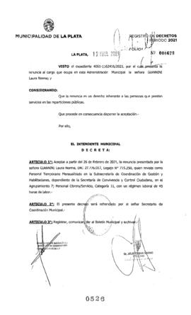 Decreto nº 526 de 2021, GARRO, Julio cesar