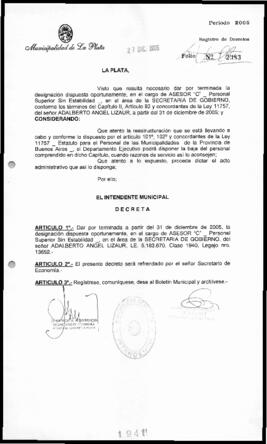 Decreto n° 1941 de 2005, Alak, Julio Cesar