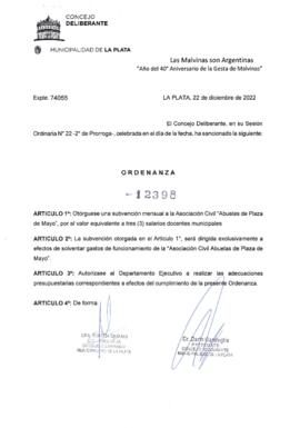 Ordenanza nº 12398 de 2022
