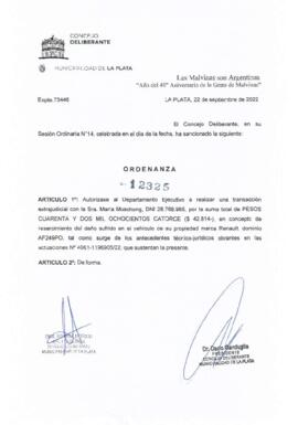 Ordenanza nº 12325 de 2022