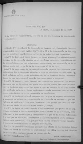 Ordenanza n° 0104 de 1927
