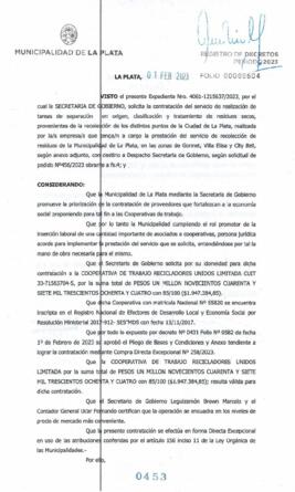 Decreto nº 453 de 2023, GARRO, Julio cesar