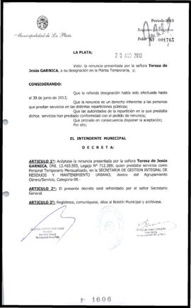 Decreto n° 1606 de 2013, Bruera, Oscar Pablo