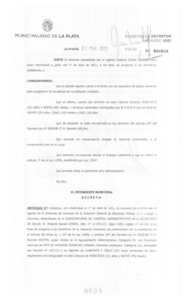 Decreto nº 635 de 2021, GARRO, Julio cesar