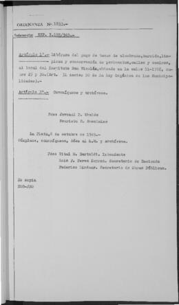 Ordenanza n° 1833 de 1949