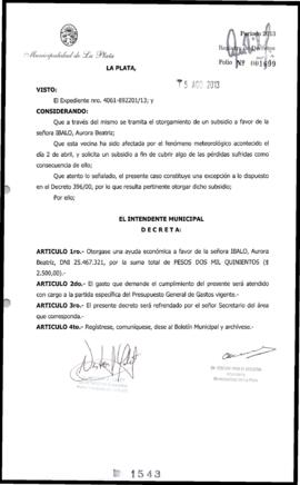 Decreto n° 1543 de 2013, Bruera, Oscar Pablo