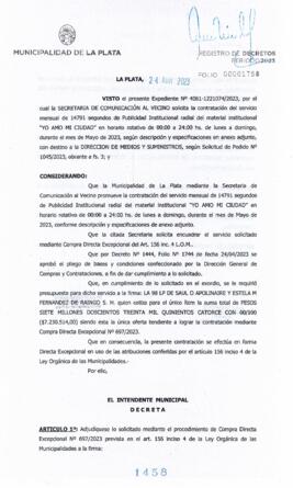 Decreto nº 1458 de 2023, GARRO, Julio cesar