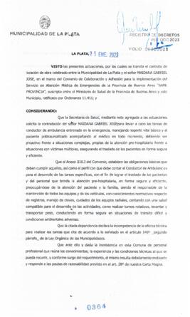 Decreto nº 364 de 2023, GARRO, Julio cesar