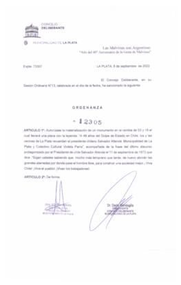 Ordenanza nº 12305 de 2022