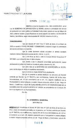 Decreto nº 418 de 2023, GARRO, Julio cesar