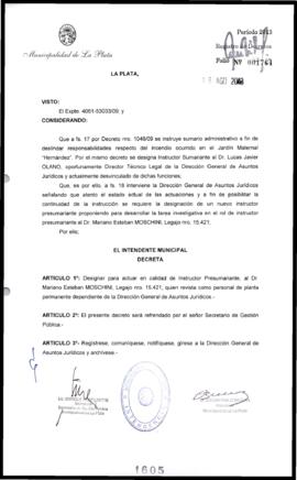 Decreto n° 1605 de 2013, Bruera, Oscar Pablo