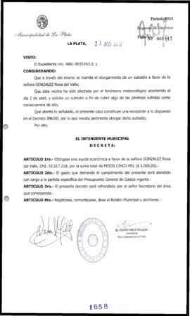 Decreto n° 1658 de 2013, Bruera, Oscar Pablo