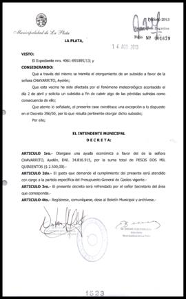 Decreto n° 1523 de 2013, Bruera, Oscar Pablo