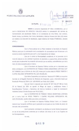 Decreto nº 419 de 2021, GARRO, Julio cesar
