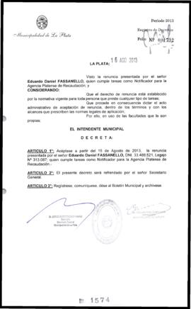 Decreto n° 1574 de 2013, Bruera, Oscar Pablo