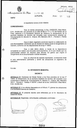 Decreto n° 92 de 2005, Alak, Julio Cesar