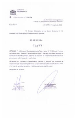 Ordenanza nº 12277 de 2022