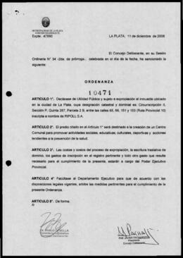 Ordenanza n° 10471 de 2008