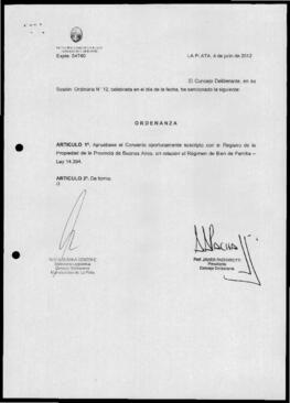 Ordenanza n° 10910 de 2012