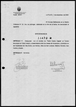 Ordenanza n° 10472 de 2008