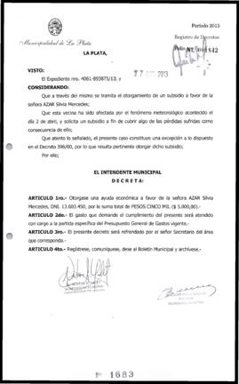 Decreto n° 1683 de 2013, Bruera, Oscar Pablo