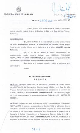 Decreto nº 147 de 2023, GARRO, Julio cesar