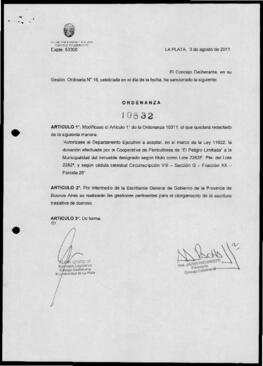 Ordenanza n° 10832 de 2011