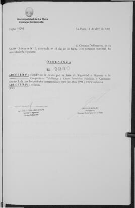 Ordenanza n° 9260 de 2001