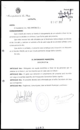 Decreto n° 2563 de 2013, Bruera, Oscar Pablo