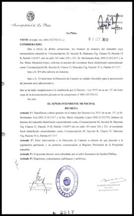 Decreto n° 2517 de 2013, Bruera, Oscar Pablo