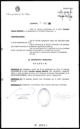 Decreto n° 1701 de 2013, Bruera, Oscar Pablo