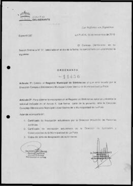 Ordenanza n° 11456 de 2016