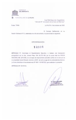 Ordenanza nº 12336 de 2022