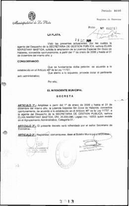 Decreto n° 2013 de 2005, Alak, Julio Cesar